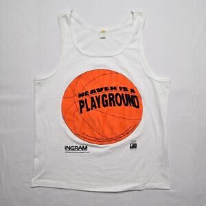 Vintage Heaven Is A Playground Tank Top Basketball Movie Promo White L Tee 90s